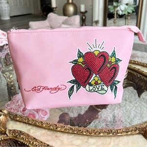 Ed Hardy Pink Love Women's Cosmetics Bag. 12x8x4